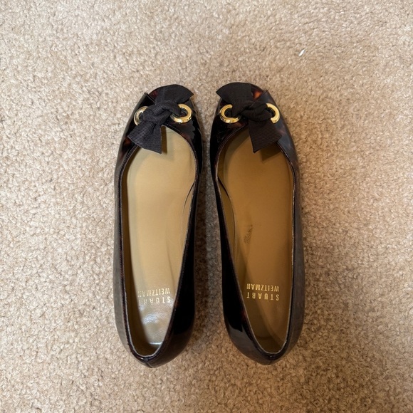 Stuart Weitzman Tortoise Peep Toe Kitten Heels - Picture 14 of 14